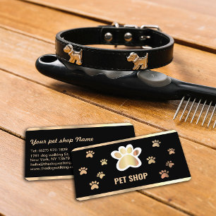 Elegant Black en Gold Pet Groomer Visitekaartje