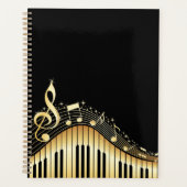 Elegant Black en Gold Piano-toetsenbord Planner (Voorkant)