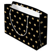 Elegant Black en Gold Polka Dots Pattern Groot Cadeauzakje (Achterkant Gekanteld)