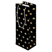Elegant Black en Gold Polka Dots Pattern Wijn Cadeautas (Achterkant Gekanteld)