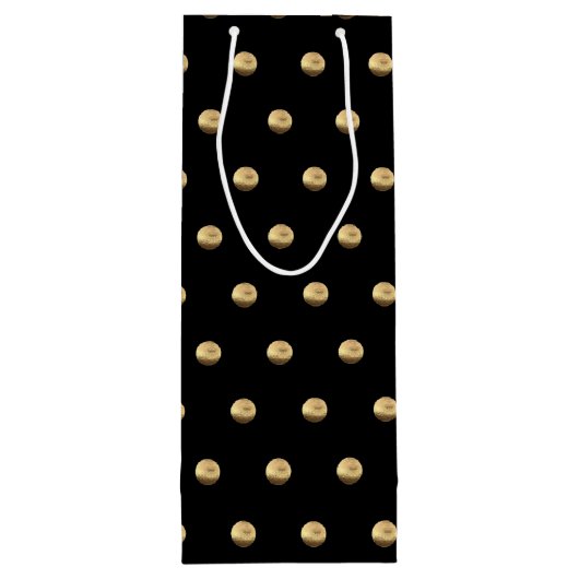 Elegant Black en Gold Polka Dots Pattern Wijn Cadeautas (Achterkant)