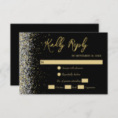 Elegant Black en Gold RSVP-kaart RSVP Kaartje (Voorkant / Achterkant)