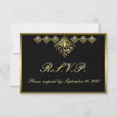 Elegant Black en Gold RSVP Kaartje (Voorkant)