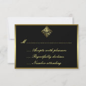 Elegant Black en Gold RSVP Kaartje (Achterkant)