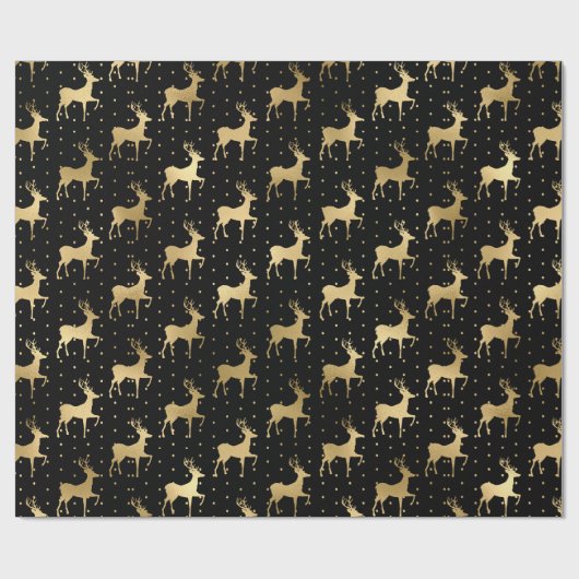 Elegant Black en Gold Script-kerstrendiator Cadeaupapier (Vlak)