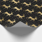 Elegant Black en Gold Script-kerstrendiator Cadeaupapier (Hoek)