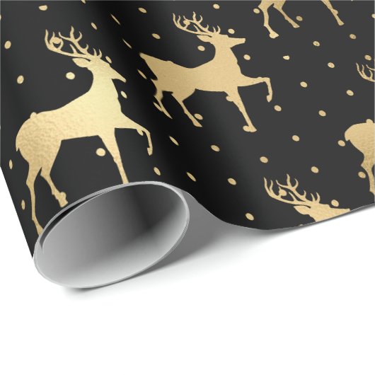 Elegant Black en Gold Script-kerstrendiator Cadeaupapier (Rol Hoek)