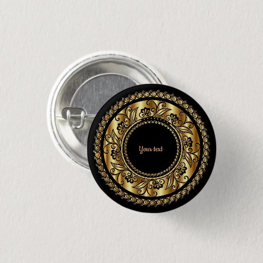 Elegant Black en Gold  Sjabloon Ronde Button 3,2 Cm (Voorkant /achterkant)