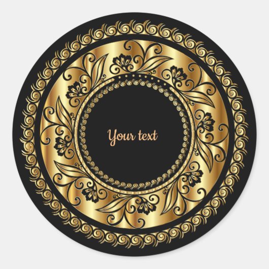 Elegant Black en Gold  Sjabloon Ronde Sticker (Voorkant)