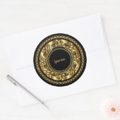 Elegant Black en Gold  Sjabloon Ronde Sticker (Envelop)