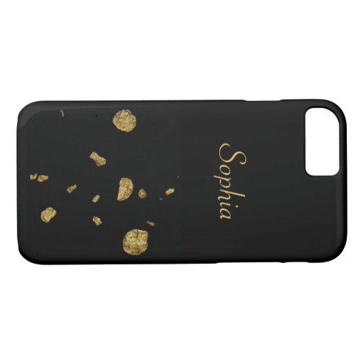 Elegant Black en Gold Spangles Case-Mate iPhone Case (Achterkant (Horizontaal))
