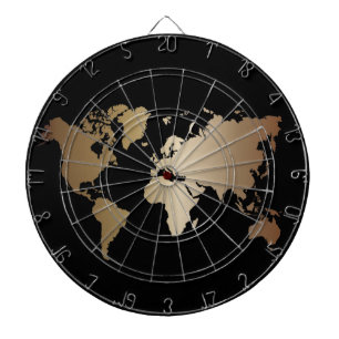Elegant Black en Gold Wereldkaart Dartbord