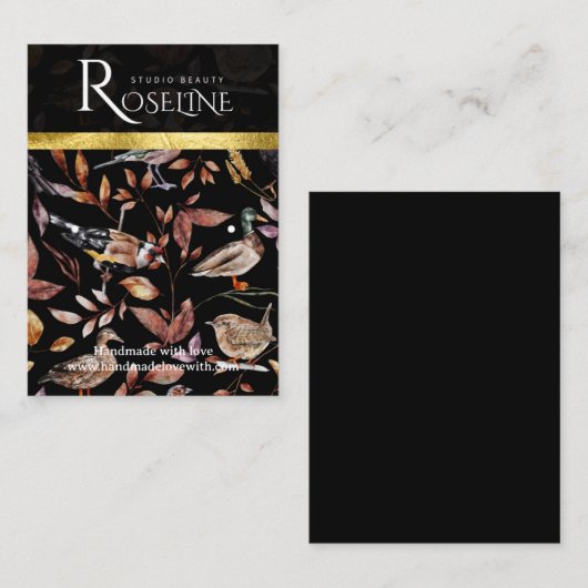 Elegant Black- en goudbloemkaartje Visitekaartje (Voorkant / Achterkant)