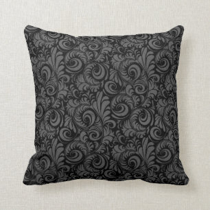 Elegant Black en Grey Floral Pattern Kussen