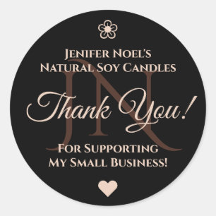 Elegant Black en Pastel Pink Rosé Hartelijk dank Ronde Sticker