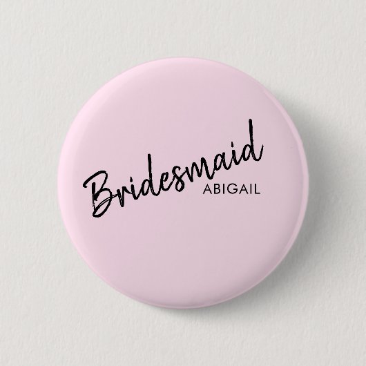 Elegant Black en Pink Bridesmaid Button (Voorkant)