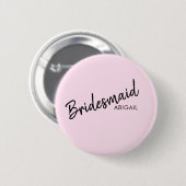 Elegant Black en Pink Bridesmaid Button (Voorkant /achterkant)