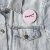 Elegant Black en Pink Bridesmaid Button (In situ)