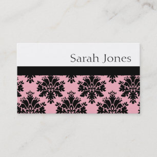 Elegant Black en Pink Damask Visitekaartje