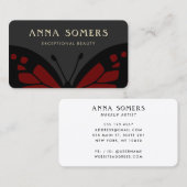 Elegant Black en Red Butterfly Visitekaartje (Voorkant / Achterkant)