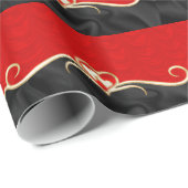 Elegant Black en Red Golden Hearts Romantic Cadeaupapier (Rol Hoek)