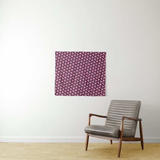 Elegant Black en roze Geometric Star Pattern Wandkleed (In Situ (horizontaal))