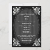 Elegant Black en Silver 25th Birthday Kaart (Achterkant)