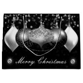 Elegant Black en Silver Baubles Merry Kerstmis Groot Cadeauzakje (Voorkant)