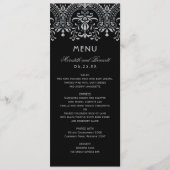 Elegant Black en Silver  Glamor Wedding Menu (Voorkant)