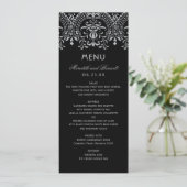 Elegant Black en Silver  Glamor Wedding Menu (Staand voorkant)