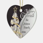 Elegant Black en Silver Kerstmis | Aanpassen Keramisch Ornament (Links)