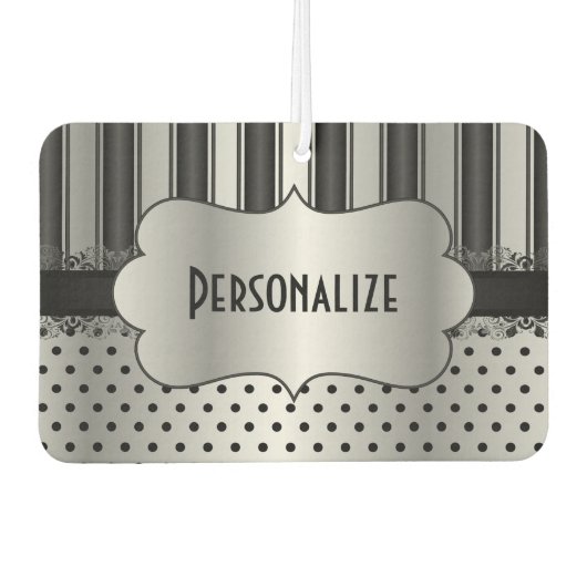 Elegant Black en Silver Pattern | Personaliseren Luchtverfrisser (Voorkant)