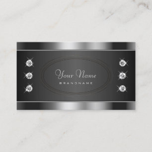 Elegant Black en Silver Sparking Chrome Effect Visitekaartje