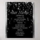 Elegant Black en Silver Starlights - Bar Menu Poster (Voorkant)