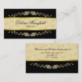 Elegant Black en Tan Damask Visitekaartje (Voorkant / Achterkant)