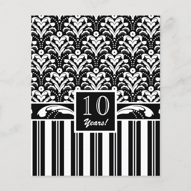 Elegant Black en White Art Deco Damask Stripes (Voorkant)