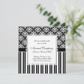 Elegant Black en White Art Deco Damask Stripes Kaart (Staand voorkant)