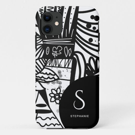 Elegant Black en White Bohemian Botanical Case-Mate iPhone Case (Achterkant)