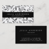 Elegant Black en White Botanical Leaves Pattern Visitekaartje (Voorkant / Achterkant)