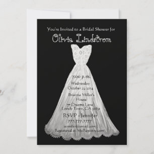 Elegant Black en White Bridal Shower Invitation Kaart