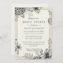 Elegant Black en White Bridal Shower Invitation Kaart