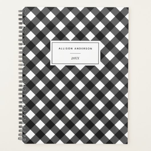 Elegant Black en White Buffalo Play Planner (Voorkant)
