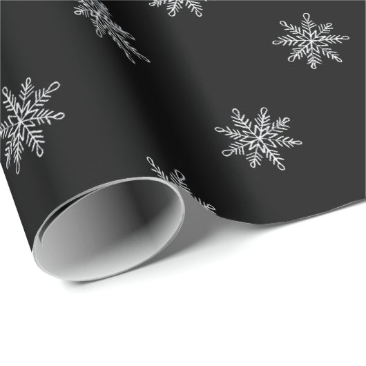 Elegant Black en White Chalk Snowflakes Cadeaupapier (Rol Hoek)