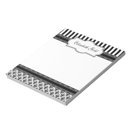 Elegant Black en White Classic Damask Notitieblok (Gedraaid)