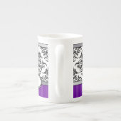 Elegant Black en White Damask Bone China mok (Achterkant)