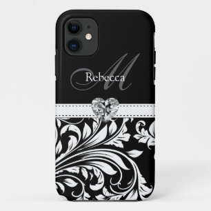 Elegant Black en White Damask iPhone 11 Hoesje