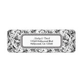 Elegant Black en White Damask Etiket (Voorkant)