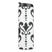 Elegant Black en White Damask Monogram Thermosbeker (Geroteerd rechts)