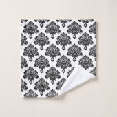 Elegant Black en White Damask Pattern Bad Handdoek (Wasdoekje)