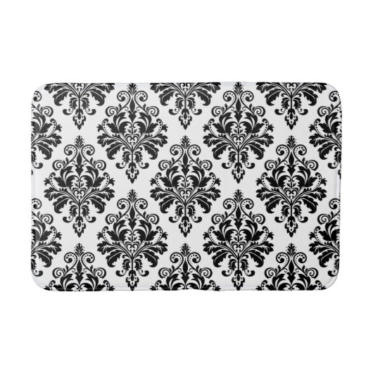 Elegant Black en White Damask Pattern Badmat (Voorkant)